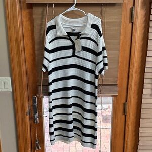 Universal Thread Black and Cream Striped Cardigan Dress